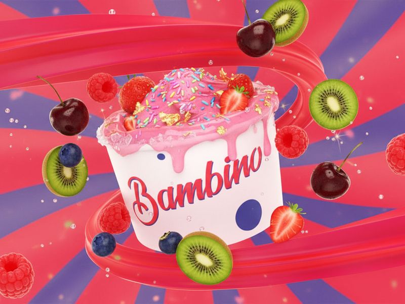 Фирменный стиль «Бамбино» — обновлённый логотип и айдентика бренда мороженого