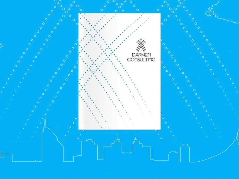 Обложка буклета «Дармен консалтинг» с лаконичным фирменным дизайном