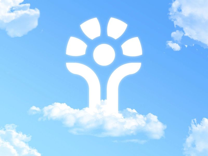 Логотип «Эко-Агро», парящий среди облаков — визуальный образ света и роста